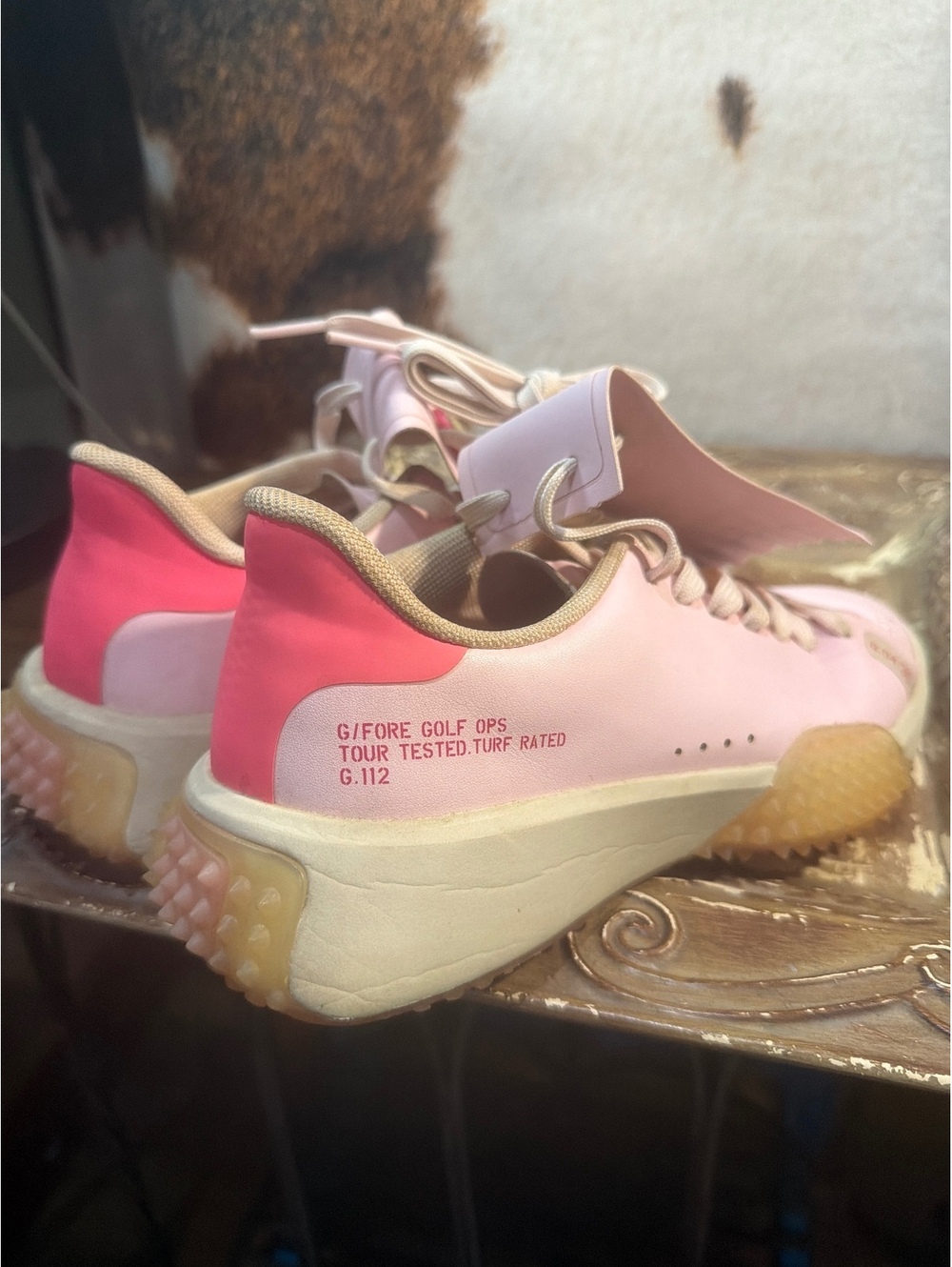 G/FORE Golf Ops Tour Tested Turf Rated Sneakers in Blush Pink, Size 8.5 US